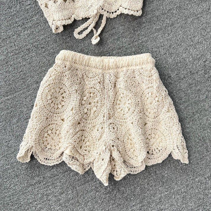 Backless premium Crochet Bikini Top and short set