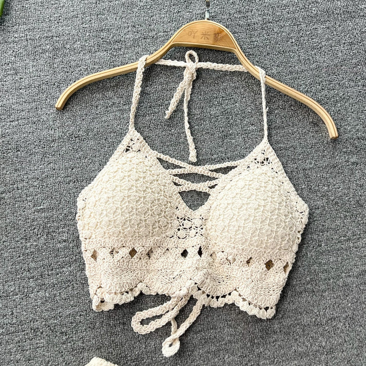 Backless premium Crochet Bikini Top and short set