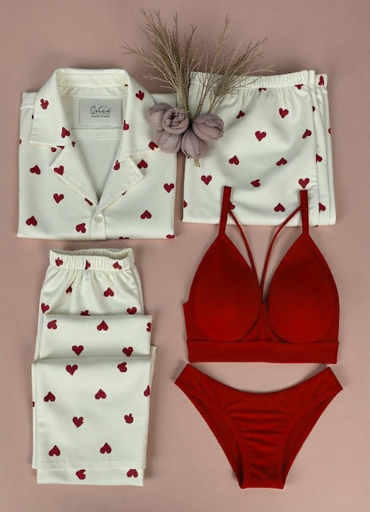 Love Night Suit & Bra Penty Set Combo for Women's