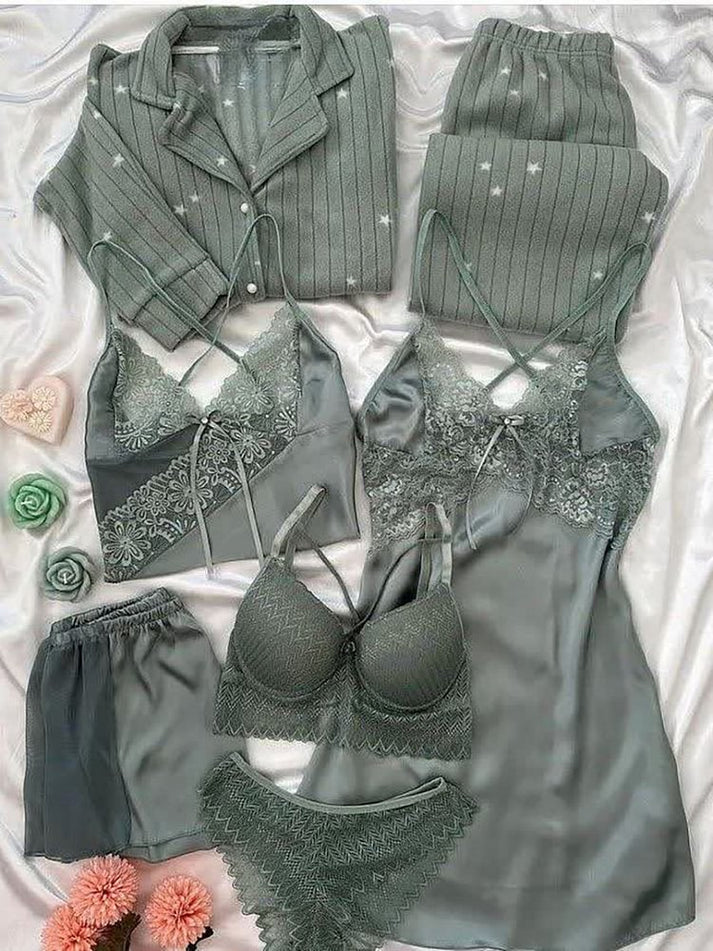 Fancy Night Suit & Bra Penty Set Combo for Women's